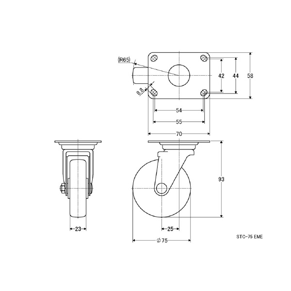 （株）ナンシン 静電気防止キャスター STC 静電気防止キャスター STC-75EME