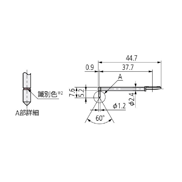 （株）ミツトヨ 粗さ測定機 付属品 12AAC731 粗さ測定機　付属品 12AAC731/ﾋｮｳｼﾞｭﾝｽﾀｲﾗｽ/ｾﾝﾀﾝ60ﾟ