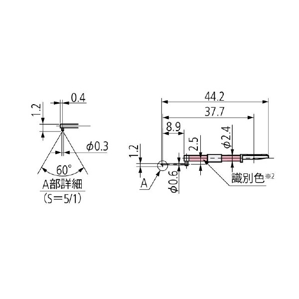 （株）ミツトヨ 粗さ測定機 付属品 12AAC733 粗さ測定機　付属品 12AAC733/ｺﾞｸｺｱﾅｽﾀｲﾗｽ/ｾﾝﾀﾝ60ﾟ