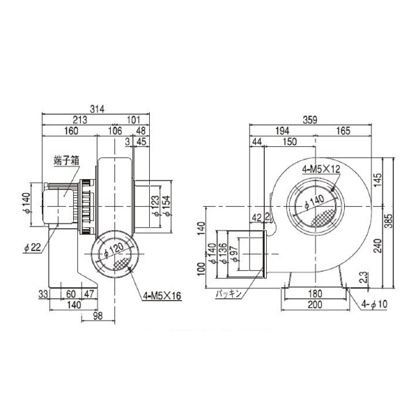 ＳＤＧ（株） 電動送風機(耐熱形) AH-400HT-L313 電動送風機（耐熱形） AH-400HT-L313
