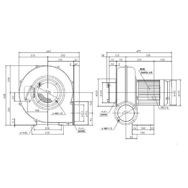 ＳＤＧ（株） 安全増防爆型電動送風機 ME-EM 安全増防爆型電動送風機 ME-EM-125M2-R313