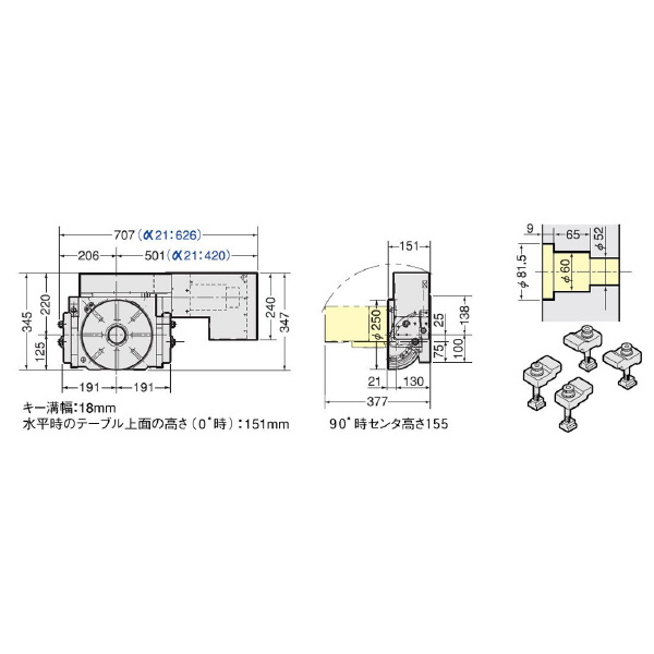 （株）日研工作所 手動傾斜CNC円テーブル NST 手動傾斜ＣＮＣ円テーブル NST250FA-M