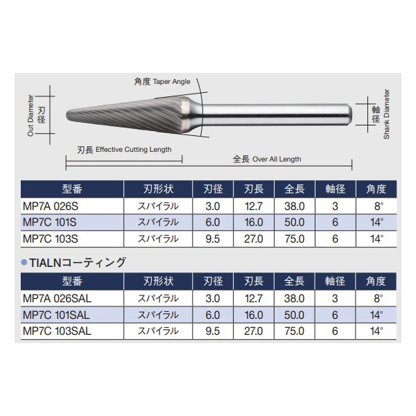 （株）ムラキ MRA超硬バー(MPシリーズ) MP ＭＲＡ超硬バー（ＭＰシリーズ） MP7A 026S