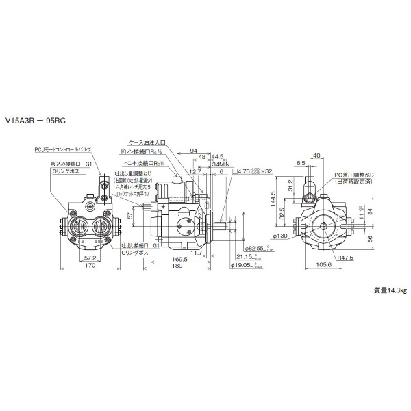 ダイキン工業（株） ピストンポンプ V ピストンポンプ V15A3R-95RC