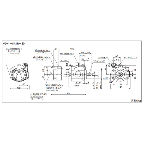 ダイキン工業（株） ピストンポンプ 2連ポンプ VD ピストンポンプ　２連ポンプ VD4-8A1R-30