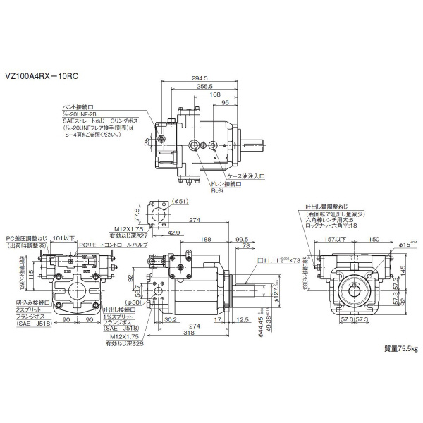 ダイキン工業（株） ピストンポンプ VZ ピストンポンプ VZ100A4RX-10RC