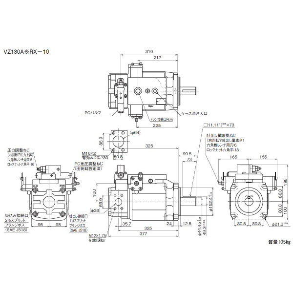 ダイキン工業（株） ピストンポンプ VZ ピストンポンプ VZ130A2RX-10