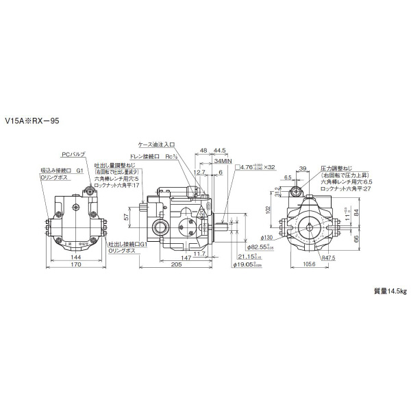 ダイキン工業（株） ピストンポンプ W-V ピストンポンプ W-V15A1RX-95