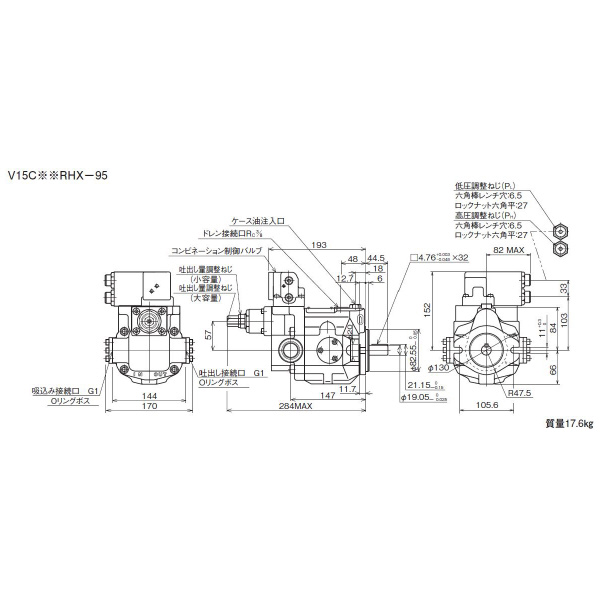 ダイキン工業（株） ピストンポンプ W-V ピストンポンプ W-V15C13RHX-95
