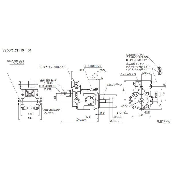 ダイキン工業（株） ピストンポンプ W-V ピストンポンプ W-V23C12RHX-30