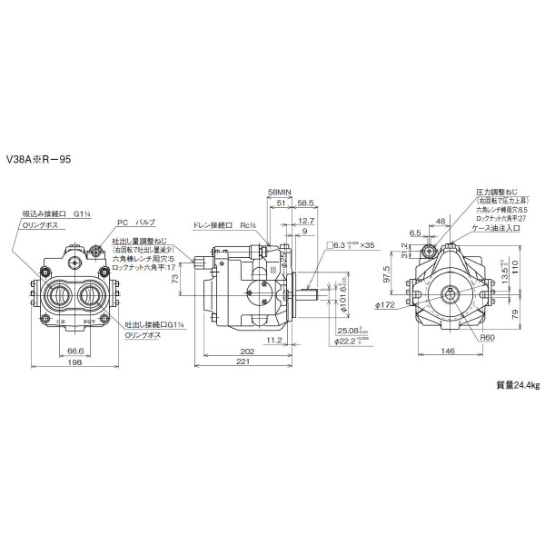 ダイキン工業（株） ピストンポンプ W-V ピストンポンプ W-V38A2R-95