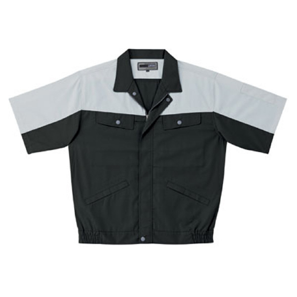 日新被服（株） 半袖ブルゾン 5115-100 半袖ブルゾン 5115-100-4L ﾗｲﾄﾌﾞﾗｯｸXｼﾙﾊﾞｰ