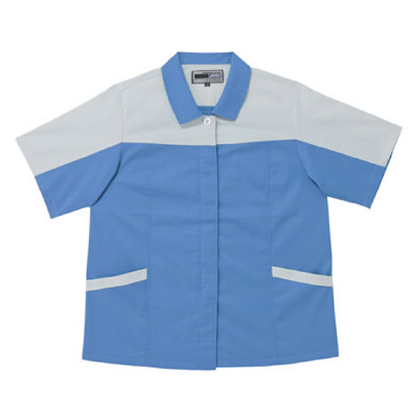 日新被服（株） 半袖スモック 5137-92 半袖スモック 5137-92-5L ﾗｲﾄﾌﾞﾙｰXｼﾙﾊﾞｰ