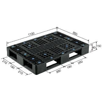 三甲（株） パレット(片面使用型) リサイクルパレット（片面使用型） 808801-00 D4-811(ﾘｻｲｸﾙ) BK
