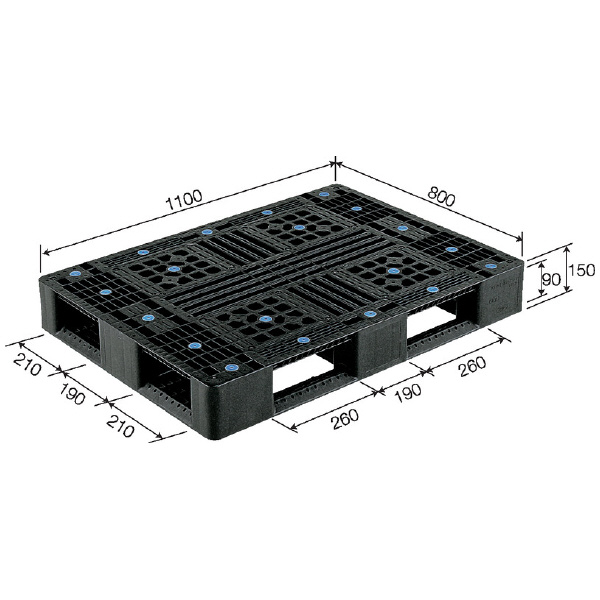 三甲（株） パレット(片面使用型) リサイクルパレット（片面使用型） 808801-00 D4-811(ﾘｻｲｸﾙ) BK