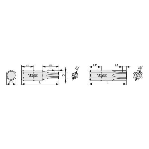 ＴＯＮＥ（株） T型トルクスビット(いじり防止タイプ) BTT Ｔ型トルクスビット BTT30HS