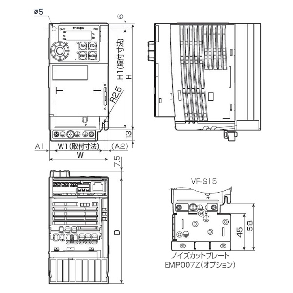 東芝産業機器システム（株） 多機能・小形インバータ VFS15 多機能・小形インバータ VFS15-2007PM