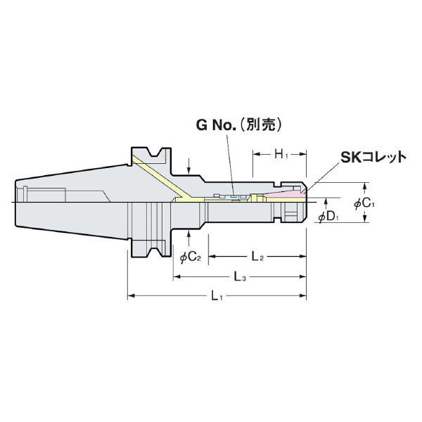 （株）日研工作所 フランジスルー型スリムチャック BT-SK フランジスルー型スリムチャック BT40-SK6F-120