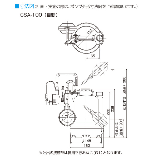 （株）寺田ポンプ製作所 小型水中ポンプ CSA 小型水中ポンプ CSA-100 50HZ