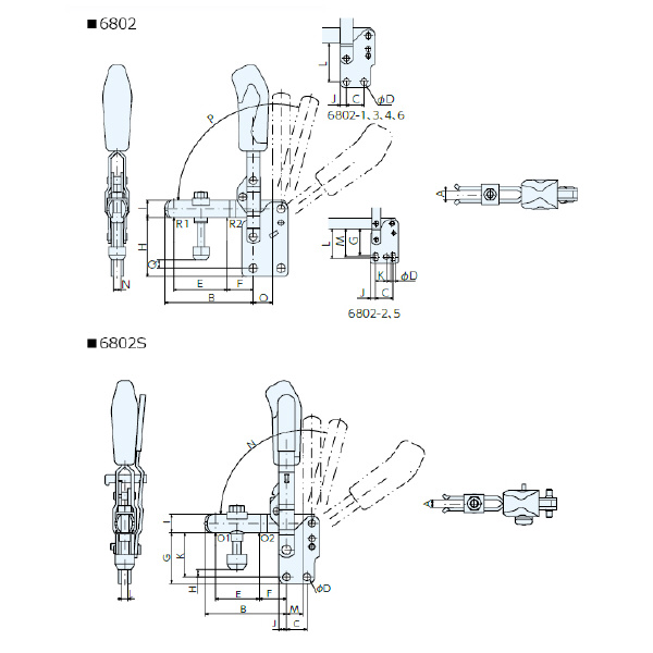 （株）ナベヤ トグルダウンクランプ 6802S トグルダウンクランプ６８０２ 6802S-3