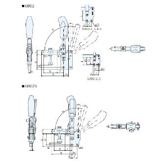 （株）ナベヤ トグルダウンクランプ 6802S トグルダウンクランプ６８０２ 6802S-4
