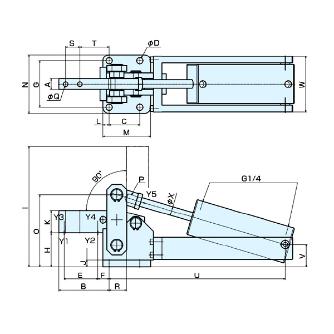 （株）ナベヤ 強力トグルダウンクランプ 空圧タイプ 6825C 強力トグルダウンクランプ　空圧タイプ 6825C-6