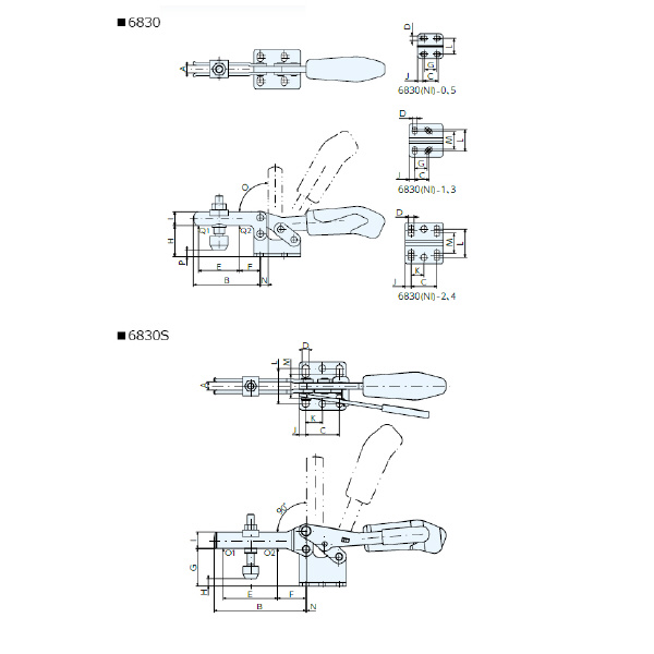 （株）ナベヤ トグルダウンクランプ 6830NI トグルダウンクランプ６８３０ 6830NI-1