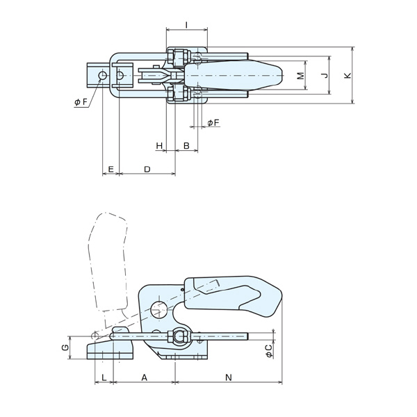 （株）ナベヤ トグルフッククランプ 6848HNI トグルフッククランプ６８４８Ｈ 6848HNI-2