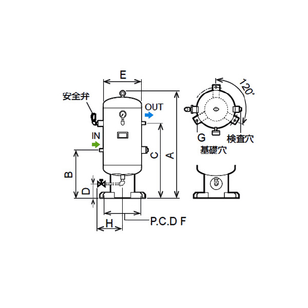 オリオン機械（株） ステンレスエアータンク OAT ステンレスエアータンク OAT150-S