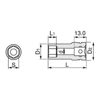 ＴＯＮＥ（株） インパクト用ロングソケット(6角) 3NV インパクトロングソケット 3NV-06L