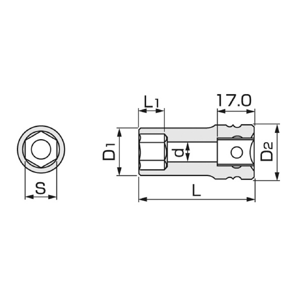 ＴＯＮＥ（株） インパクト用ロングソケット(6角) 4NV インパクトロングソケット 4NV-21L