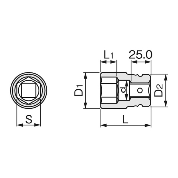 ＴＯＮＥ（株） インパクト用ソケット(6角) 6NV インパクトソケット 6NV-22