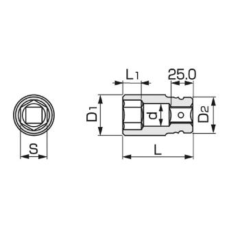 ＴＯＮＥ（株） インパクト用ロングソケット(6角) 6NV インパクトロングソケット 6NV-22L