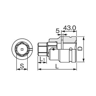 ＴＯＮＥ（株） インパクト用ヘキサゴンビットソケット(差替式・ビット強力タイプ) 12AH インパクトヘキサゴンソケット 12AH-27H