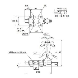 （株）ＴＡＩＹＯ 手動切替弁 4PN 手動切替弁 4PN-103