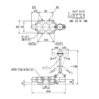 （株）ＴＡＩＹＯ 手動切替弁 4PN 手動切替弁 4PN-104