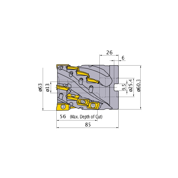 三菱マテリアル（株） カッタ 深切込み用(シェルタイプ) APX4000 カッタ　深切込み用（シェルタイプ） APX4KR06316CA056A