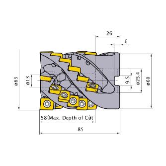 三菱マテリアル（株） カッタ 深切込み用(シェルタイプ) SPX カッタ　深切込み用（シェルタイプ） SPX4R06324CA058A