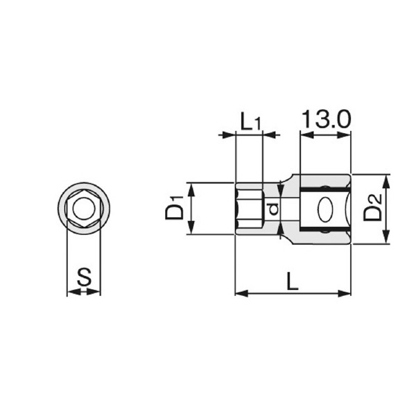 ＴＯＮＥ（株） ソケット(6角) 3S ソケット 3S-13