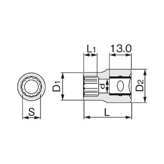ＴＯＮＥ（株） ソケット(12角) 3D ソケット 3D-13