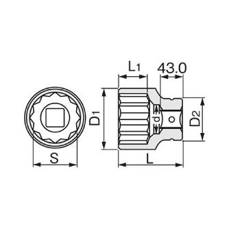 ＴＯＮＥ（株） インパクト用ソケット(12角) 12AD インパクトソケット 12AD-65