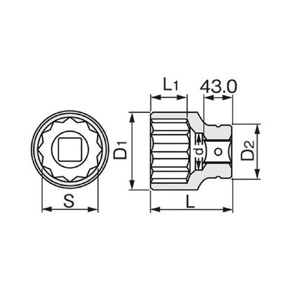 ＴＯＮＥ（株） インパクト用ソケット(12角) 12AD インパクトソケット 12AD-65