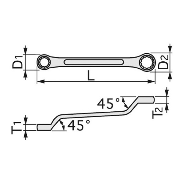 ＴＯＮＥ（株） ロングめがねレンチ(45°) M45 Ｍ４５めがねレンチ M45-1012