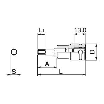 ＴＯＮＥ（株） ヘキサゴンソケット(強力タイプ) 3KH ヘキサゴンソケット 3KH-05