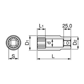 ＴＯＮＥ（株） ディープソケット(12角) 6D ディープソケット 6D-35L