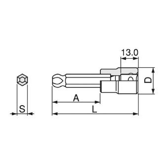 ＴＯＮＥ（株） ボールポイントヘキサゴンソケット 3BH ヘキサゴンソケット 3BH-03