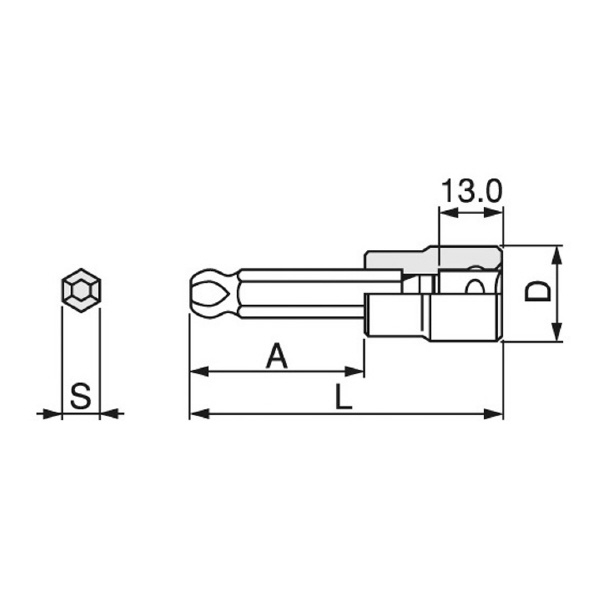 ＴＯＮＥ（株） ボールポイントヘキサゴンソケット 3BH ヘキサゴンソケット 3BH-05