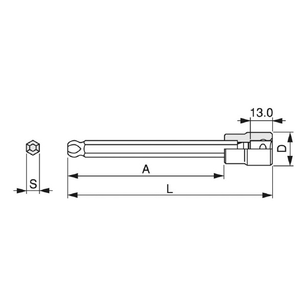 ＴＯＮＥ（株） ロングボールポイントヘキサゴンソケット 3BH ヘキサゴンソケット 3BH-05L
