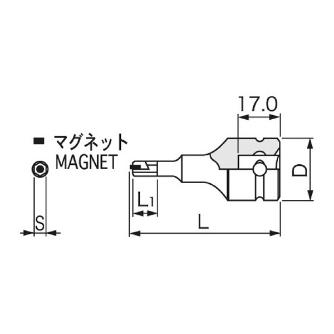 ＴＯＮＥ（株） インパクト用ヘキサゴンソケット(マグネット付) 4AH インパクトヘキサゴンソケット 4AH-08K