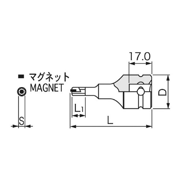ＴＯＮＥ（株） インパクト用ヘキサゴンソケット(マグネット付) 4AH インパクトヘキサゴンソケット 4AH-08K